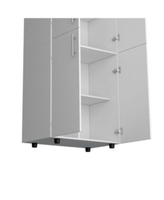 Hazel Armoire Melamine with Two Doors Four Shelves and Two Clothes Hanging Bars Bedroom Storage Organizer