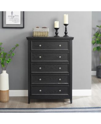 Modern 5 Drawer Dresser Farmhouse Style Cabinet with Wide Slides for Living Room Bedroom Storage