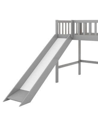 Low Loft Bed With Ladder And Slide Pine Wood MDF Construction