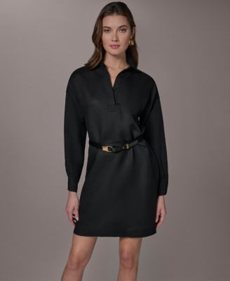 Women's Long-Sleeve Belted Dress