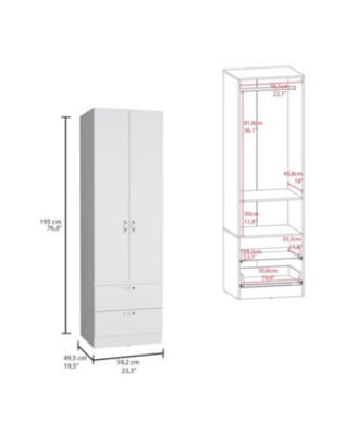 76 Inch High Armoire Wardrobe Closet with 2 Drawers Double Door Cabinet Shelf and Hanging Rod Bedroom Storage Organizer