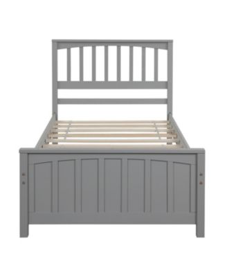 Wood Platform Bed with Headboard Footboard 10 Reinforced Slats No Box Spring Needed