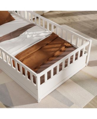 Montessori Wood Floor Bed High Security Barrier Door