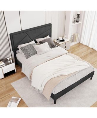 Upholstered Platform Bed Frame with High Headboard