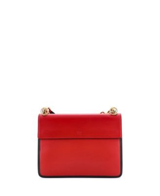 Medium Kan I F Shoulder Bag Leather with Zucca Embossed Detail