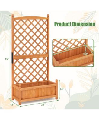 60 Inch Tall Raised Garden Bed with Diamond Trellis