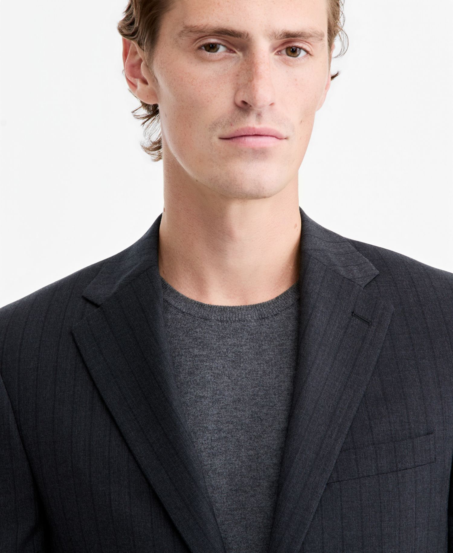 Mens Slim-Fit Wool-Blend Pinstripe Suit Jacket