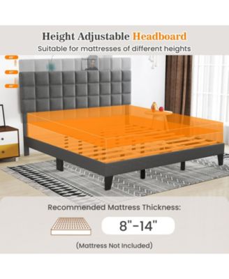 King Size Modern Linen Bed Frame with Adjustable Headboard