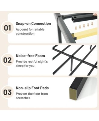 Heavy Duty Metal Bed Frame with Support Slats Foundation
