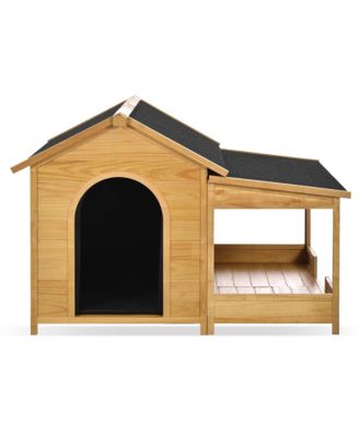 60" Large Outdoor Dog Kennel – Insulated Waterproof House with Porch, Asphalt Roof & Elevated Floor, for Medium & Large Dogs