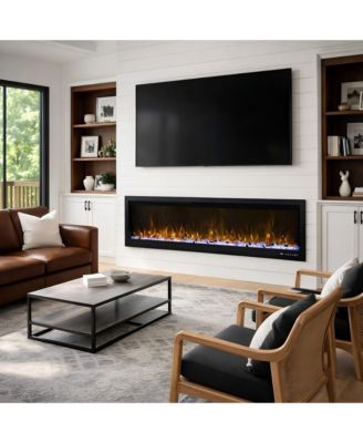 42 Inches Linear Electric Fireplace with Multi-color Flame Effect, Remote Controlled Fireplace
