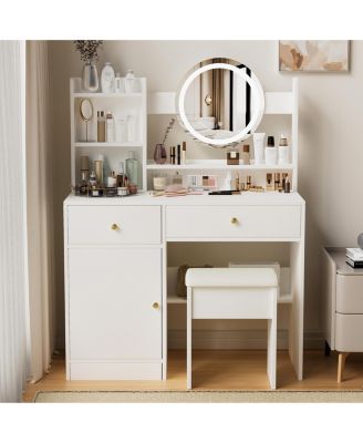 Adjustable Medium Brightness Vanity Table with Basic Standard Mirror Makeup Dressing