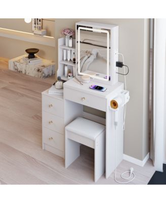 Elegant Modern Wooden Nightstand with 2 Drawers Finish Bedside Table for Bedroom Living Room