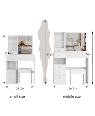 Modern Neutral Nightstand with Storage Space and LED Light Glass Top Jewelry Storage Bedside Table