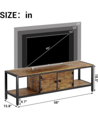 58" TV Stand for up to 65", Entertainment Table with Adjustable Legs, Open Shelves & Doors, Entryway