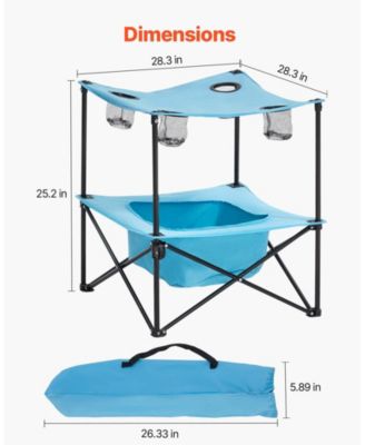 Folding Camping Table, 600D Waterproof Oxford Top with 4 Cup Holders, Carry Bag