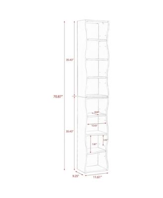 8-Tier Tall Narrow Bookshelf - A Wavy Border Design, Adjustable Shelves, Freestanding Display Bookcase for Living Room, Home Office