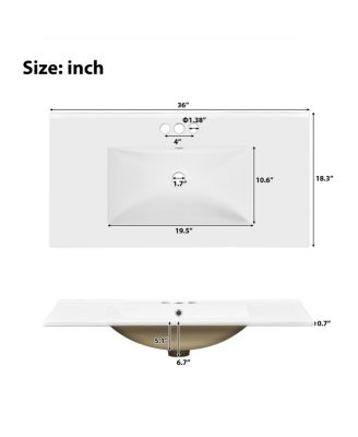 36" Modern Bathroom Vanity with Sink, Freestanding Solid Wood Cabinet, Soft Close Drawers for Home Bathroom