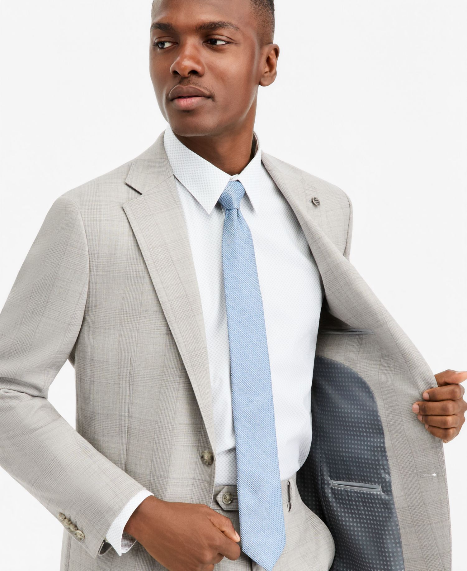 Men's Modern-Fit Gray Plaid Suit Separate Jacket