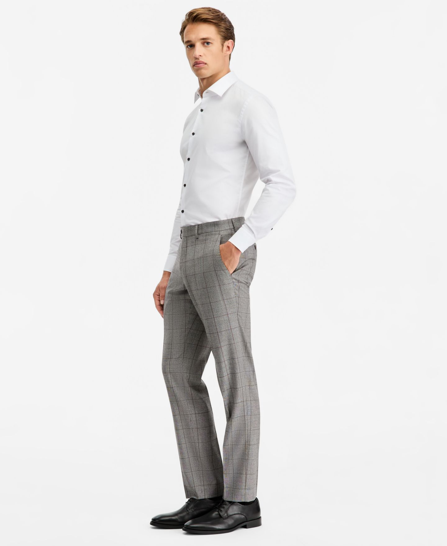 Мужские брюки Ted by Ted Baker Modern-Fit Gray & Wine Plaid Suit Separate, цвет: Серый — фото 2