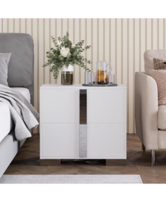 Elegant Modern Wooden Nightstand with Storage Space Finish Bedside Table for Bedroom Living Room