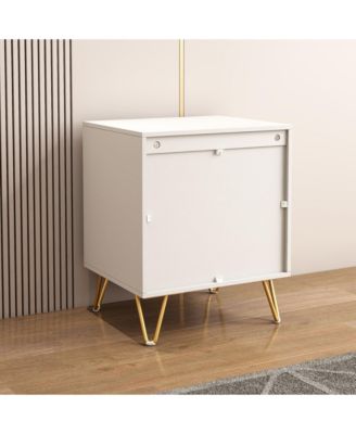 Versatile Neutral Nightstand with 2 Drawers Modern Bedroom Furniture Bedside End Table