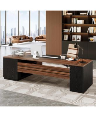 L Shaped Executive Desk with File Cabinet, 78.7'' Extra Large Home Office Desk with Drawers, Professional Spacious Workstation