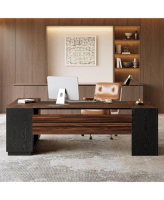 L Shaped Executive Desk with File Cabinet, 78.7'' Extra Large Home Office Desk with Drawers, Professional Spacious Workstation