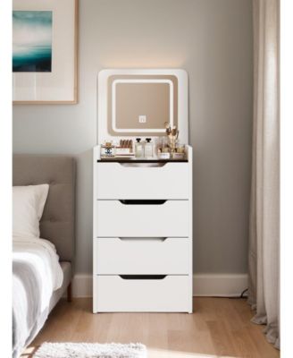 Elegant Modern Wooden Nightstand with Storage Space Finish Bedside Table for Bedroom Living Room