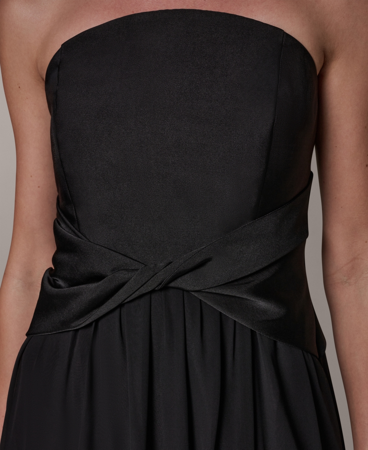 Donna Karan New York Women's Strapless Chiffon Fit & Flare Gown Dress with Front-Twist