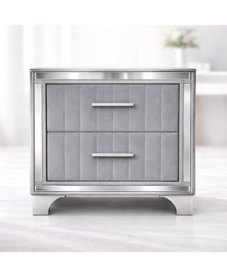 Luxurious Contemporary Nightstand with Storage Space Glass Top Bedroom Storage Furniture