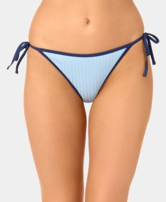 Women's Solid Wide Rib Side-Tie Swim Bottoms