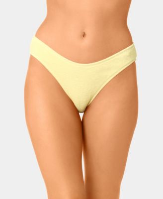 Women's Solid Popcorn Scrunch Low-Rise Scoop Swim Bottoms