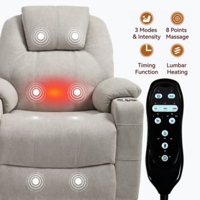 Power Lift Recliner Chair with 8-Point Massage & Heating 350 lbs Capacity USB/Type-C Ports and Cup Holders
