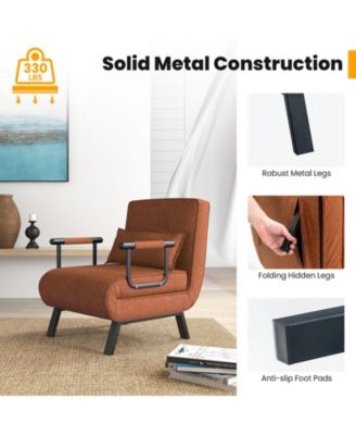 Folding 6 Position Convertible Sleeper Bed Armchair Lounge Couch with Pillow