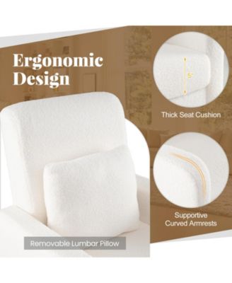 Modern Upholstered Sofa chair with Lumbar Pillow and Teddy Fleece Cover