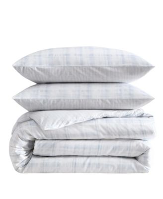 Blurred Plaid Cotton 3-Pc. Duvet Cover Set, Queen
