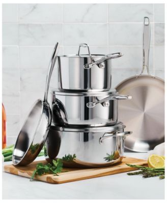 Signature 8-Pc Tri-Ply Clad Stainless Steel Cookware Set with Lids
