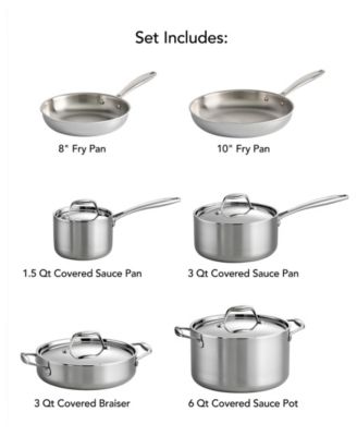Signature Tri-Ply Clad Stainless Steel 10-Piece Cookware Set with Lids