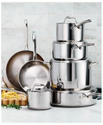 Signature 10-Pc Tri-Ply Clad Stainless Steel Cookware Set with Lids