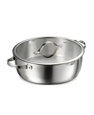 Tempo Tri-Ply Base Stainless Steel 6-Quart Braiser Pan with Glass Lid