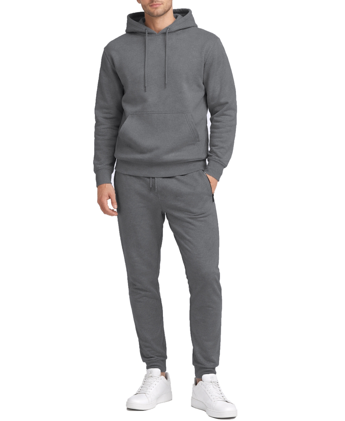 Q-active Men's Soft Fleece Pullover Hoodie & Sweatpants Jogging Set In Gray