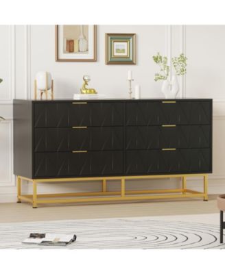 6 Drawer Dresser for Bedroom with Metal Legs, Storage Chest Cabinet Organizer for Living Room, Hallway, Entryway