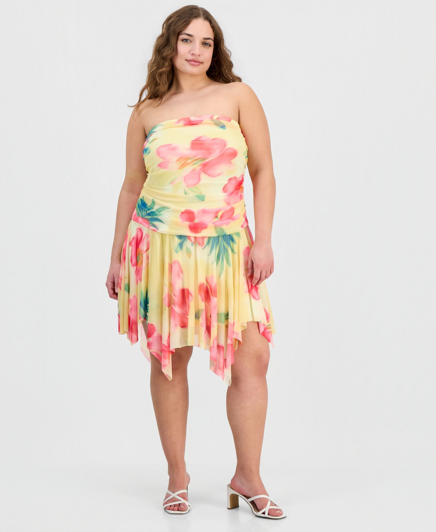 Trendy Plus Size Floral-Print Drop-Waist Mini Dress