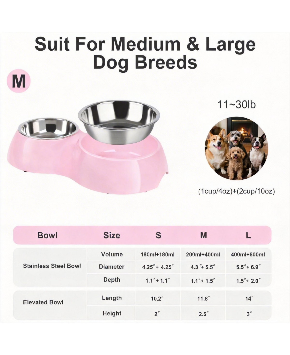 Aronkl Stainless Steel Pet Feeder Set 2 Non-Slip Bowls Elevated Stand Food Water for Kittens
