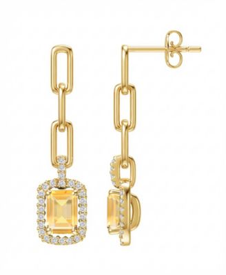 Lab Grown Ruby (1-1/3 ct. t.w.) & Lab Grown White Sapphire (1/4 ct. t.w.) Drop Earrings in 14k Gold Over Sterling Silver (Also Available in Multi-Stones)