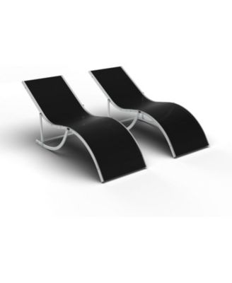 Outdoor Chaise Lounge Chairs Set of 2, Patio Chaise Pool Lounge Chair Backrest Tanning Chairs, Waterproof Recliner Chair for Outside Beach Yard