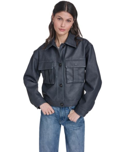 Женские куртки Levi's Women's Faux Leather Button Closure Shacket