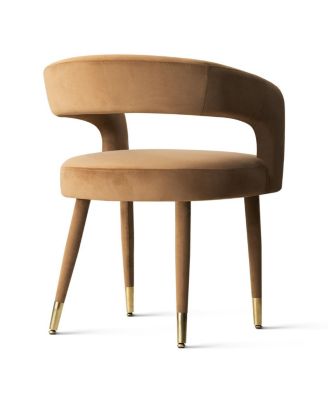 Velvet Upholstered Dining Chairs Set of 2, Modern Open Back Armchairs