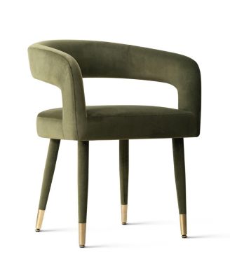 Velvet Upholstered Dining Chairs Set of 2, Modern Open Back Armchairs